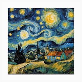 The Starry Night, Vincent Van Gogh Art Print 8 Canvas Print