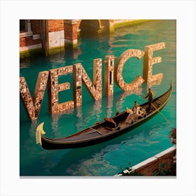 Venice Enchanting 3d Poster With Canal Typography And Gondola Serenade (1) Canvas Print