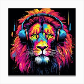 Lion With Headphones 1 Canvas Print