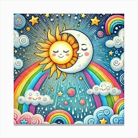 Sun And Moon In The Sky Canvas Print