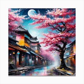 Cherry Blossom Street Canvas Print