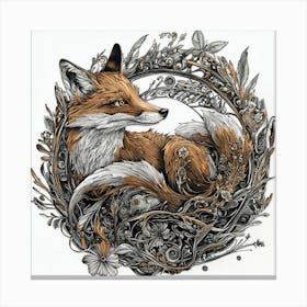 Fox In A Wreath Canvas Print