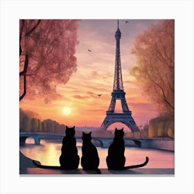 cats in paris 1 Canvas Print