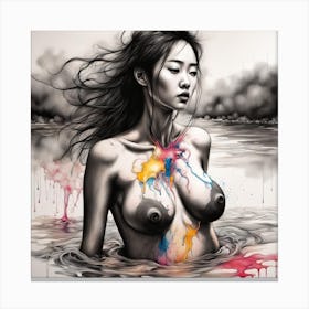 Asian Woman In Water Canvas Print