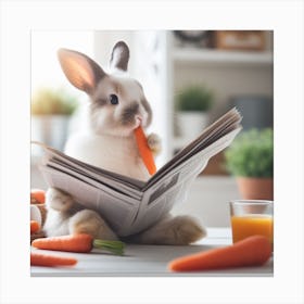 Rabbit Reading Newspaper Canvas Print