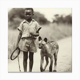 Boy With Hyena Canvas Print