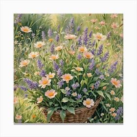 Basket Of Flowers Canvas Print