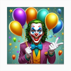 Joker Holding Balloons Canvas Print