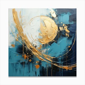 Gold And Blue Abstract Painting Canvas Print