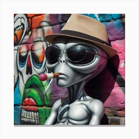 Alien Smoking A Cigarette 1 Canvas Print