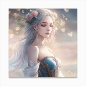 Beautiful Girl With White Hair Canvas Print
