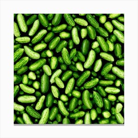 Cucumbers On Black Background 1 Canvas Print