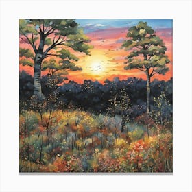 Sunset In The Woods 10 Canvas Print