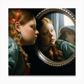 Girl In A Mirror 1 Canvas Print