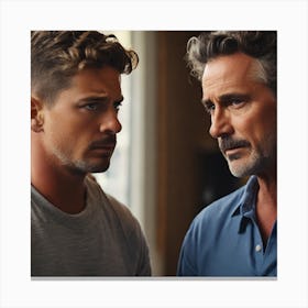 Two Men Looking At Each Other Canvas Print