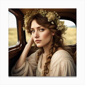 Portrait Of A Woman In A Car Canvas Print