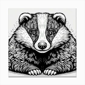 Line Art badger 1 Canvas Print