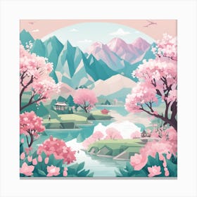 Chinese Landscape Low Poly (22) Canvas Print