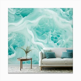 Abstract Nature Inspired Wallpaper Featuring A Turquoise Pattern With Splashes And Ripples Projecte Canvas Print