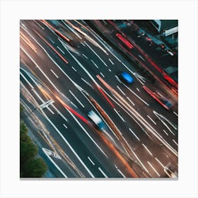 Aerial View Of City Traffic Canvas Print