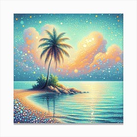 Lonely island with palm tree 3 Canvas Print