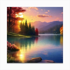 Sunset By The Lake 67 Canvas Print