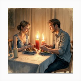 Candlelit Dinner Canvas Print