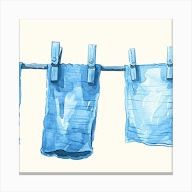 Blue Laundry Bags On A Clothesline Canvas Print