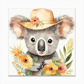 Floral Baby Koala Nursery Illustration (27) 1 Canvas Print
