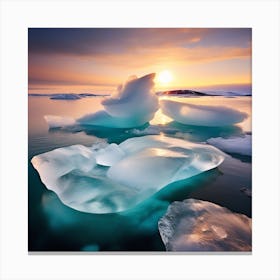 Icebergs At Sunset 49 Canvas Print