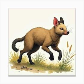 Tasmanian Devil Running Through The Bush Canvas Print