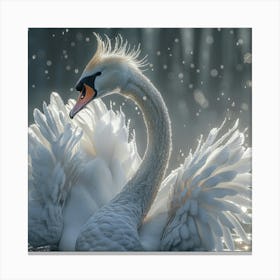 Swan In The Rain 3 Canvas Print