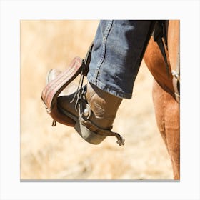 Cowboy Boot Saddle Square Canvas Print