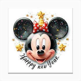 Happy New Year Minnie Mouse Canvas Print