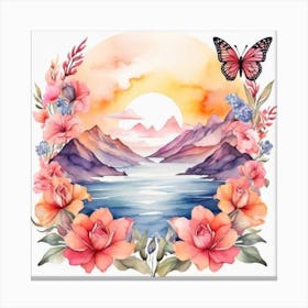 Watercolor Of A Sunset Canvas Print