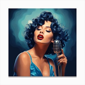 Woman With A Microphone Canvas Print