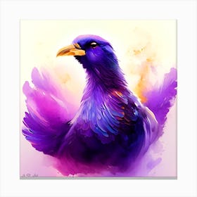 Water Painting of a Beautifully Designed Purple Gallinule Pigeon Canvas Print