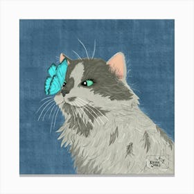 Cat With Butterfly Canvas Print