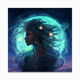 Girl With A Moon Canvas Print