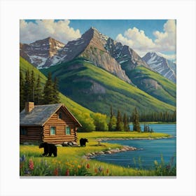 Cabin In The Mountains Canvas Print