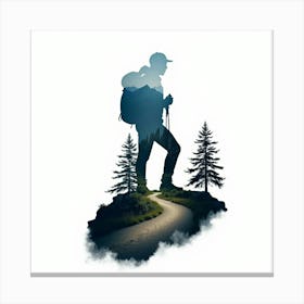 Silhouette Of A Hiker Canvas Print