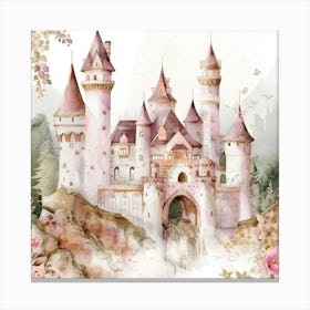 Enchanted Watercolor Dreamy Fortress Canvas Print