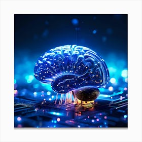 Artificial Intelligence Brain On A Circuit Board Canvas Print