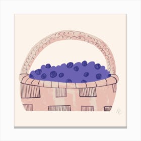 Blueberry Basket Square Canvas Print
