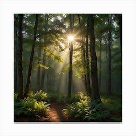 Sunrise In The Forest Canvas Print