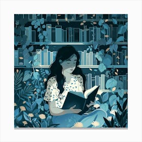 Girl Reading A Book Canvas Print