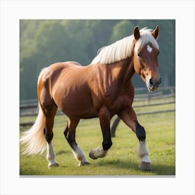 Horse Galloping In A Field Canvas Print