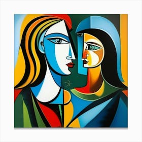 Two Women Abstract Women Canvas Print
