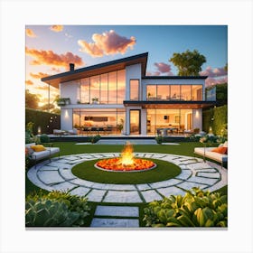 Fire Pit In The Yard Canvas Print