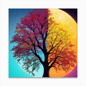 Colourful Moon Tree Canvas Print